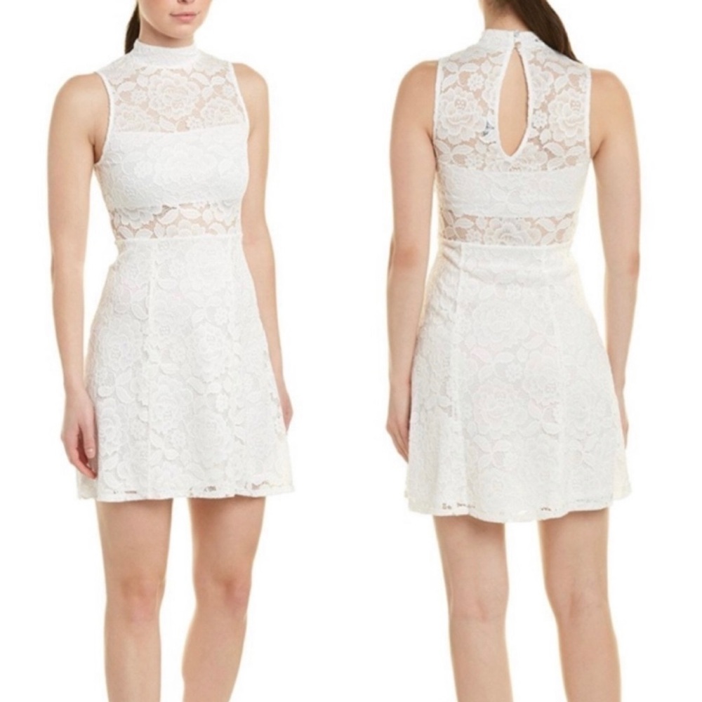 Show Me Your Mumu Alexa fiesta floral white Lace high Neck Dress SZ M